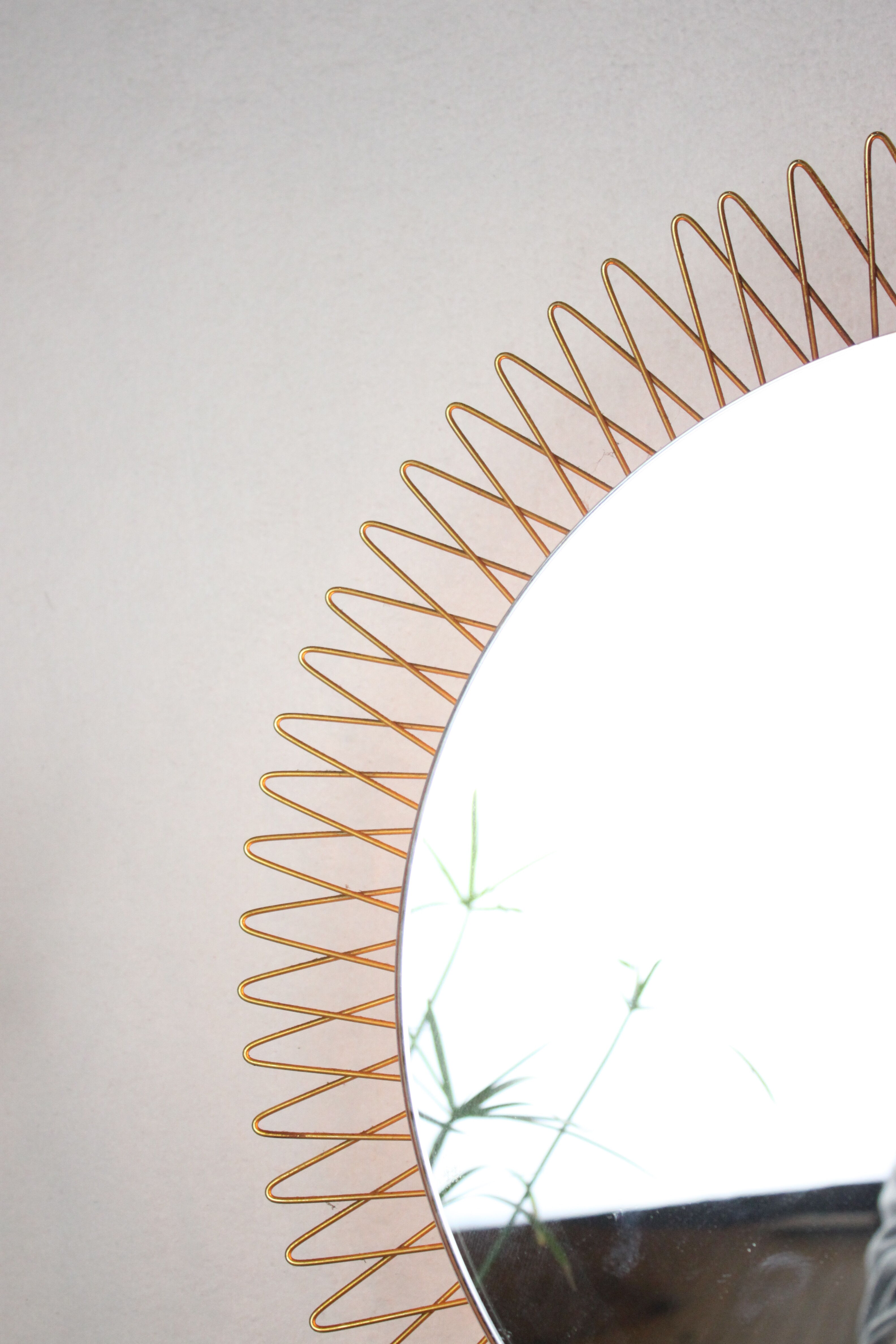 Italian bright / heated sun mirror in brass from the 50s