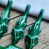 Vintage faience knife holder fish and dogs