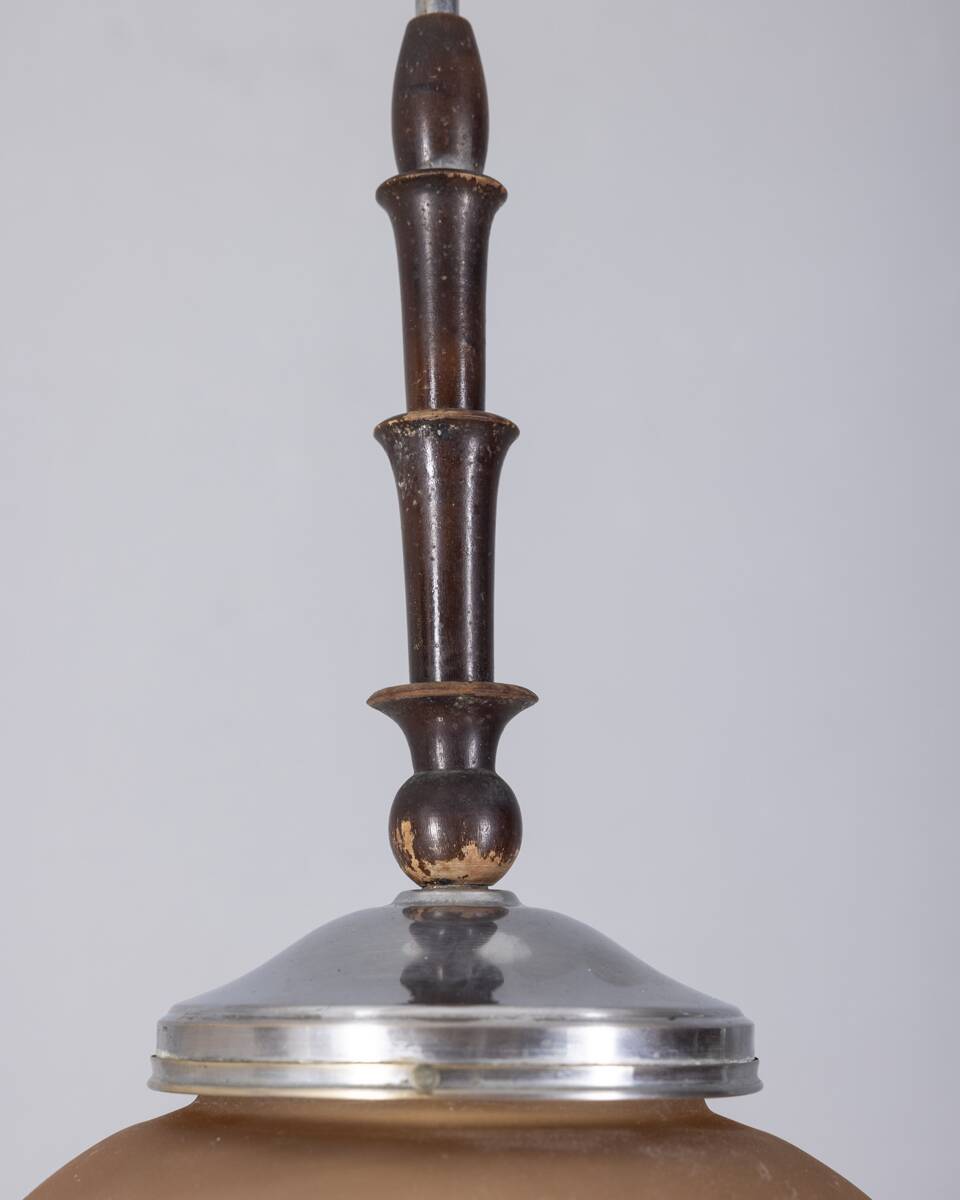 Vintage 1950s pink glass pendant lamp, Italian design