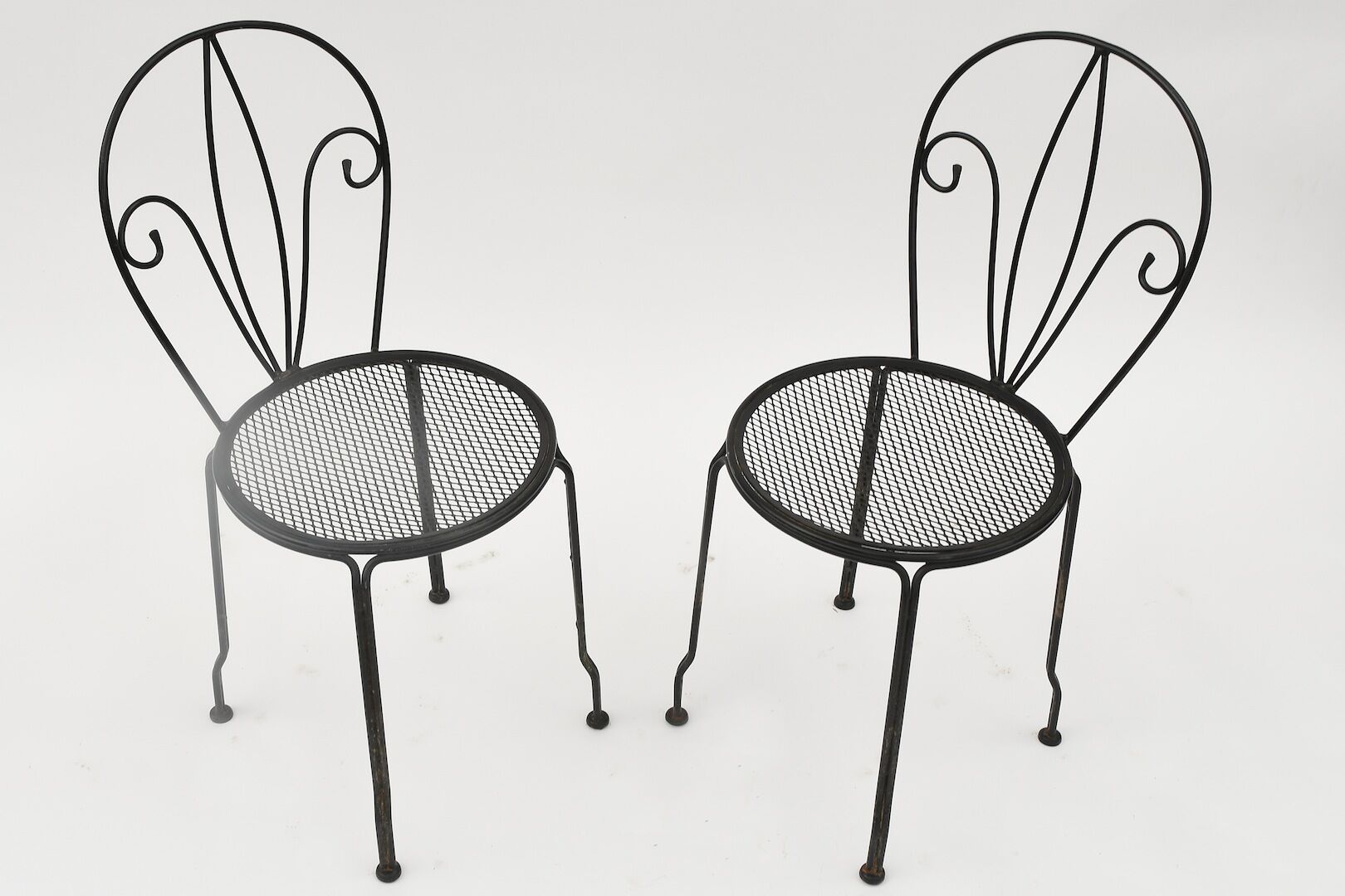 Série de 4 chaises de jardin en métal laqué noir