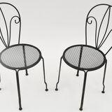 Série de 4 chaises de jardin en métal laqué noir
