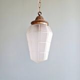Art Deco pendant light in faceted satin glass, 1920s
