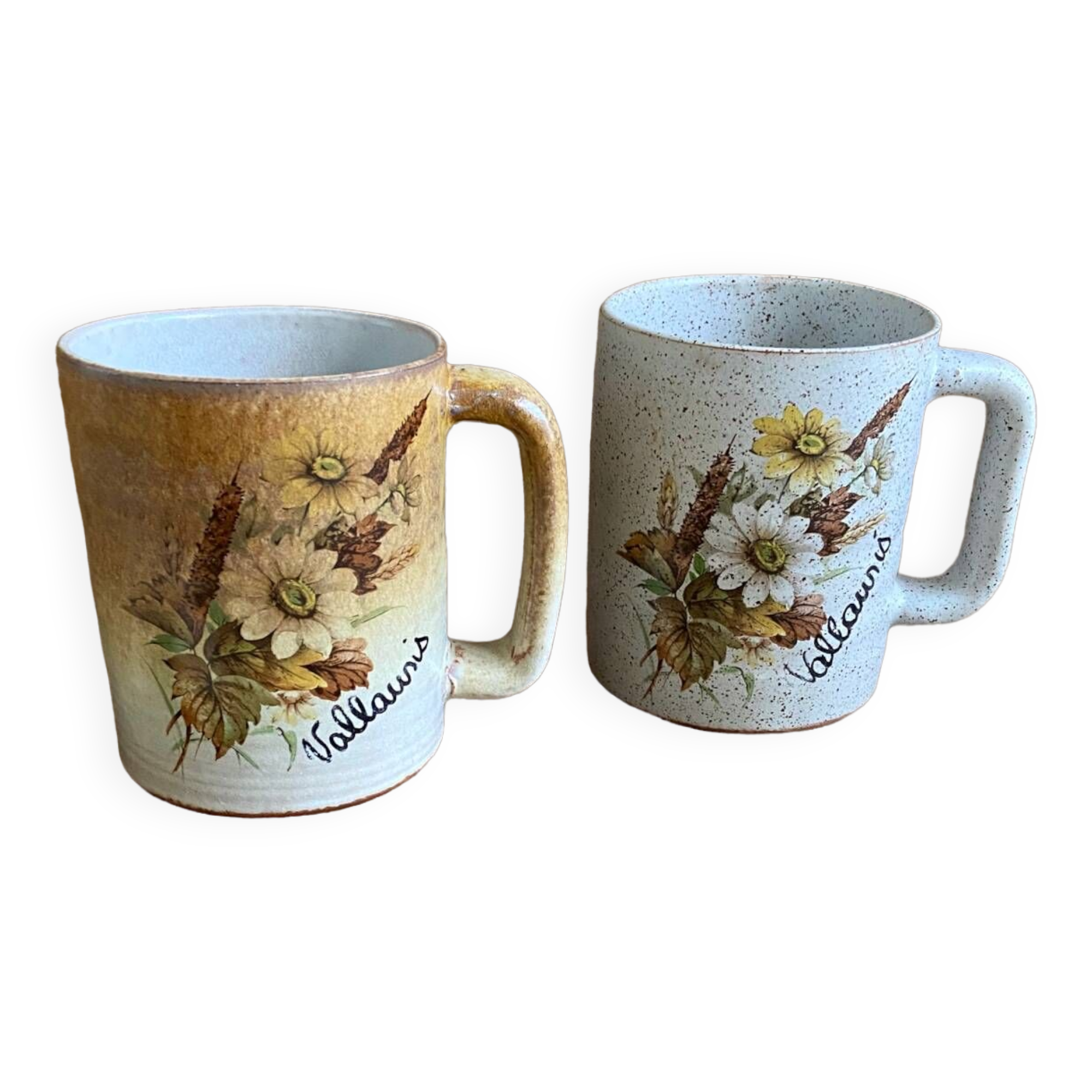 Duo of Vallauris stoneware mugs