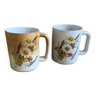 Duo of Vallauris stoneware mugs