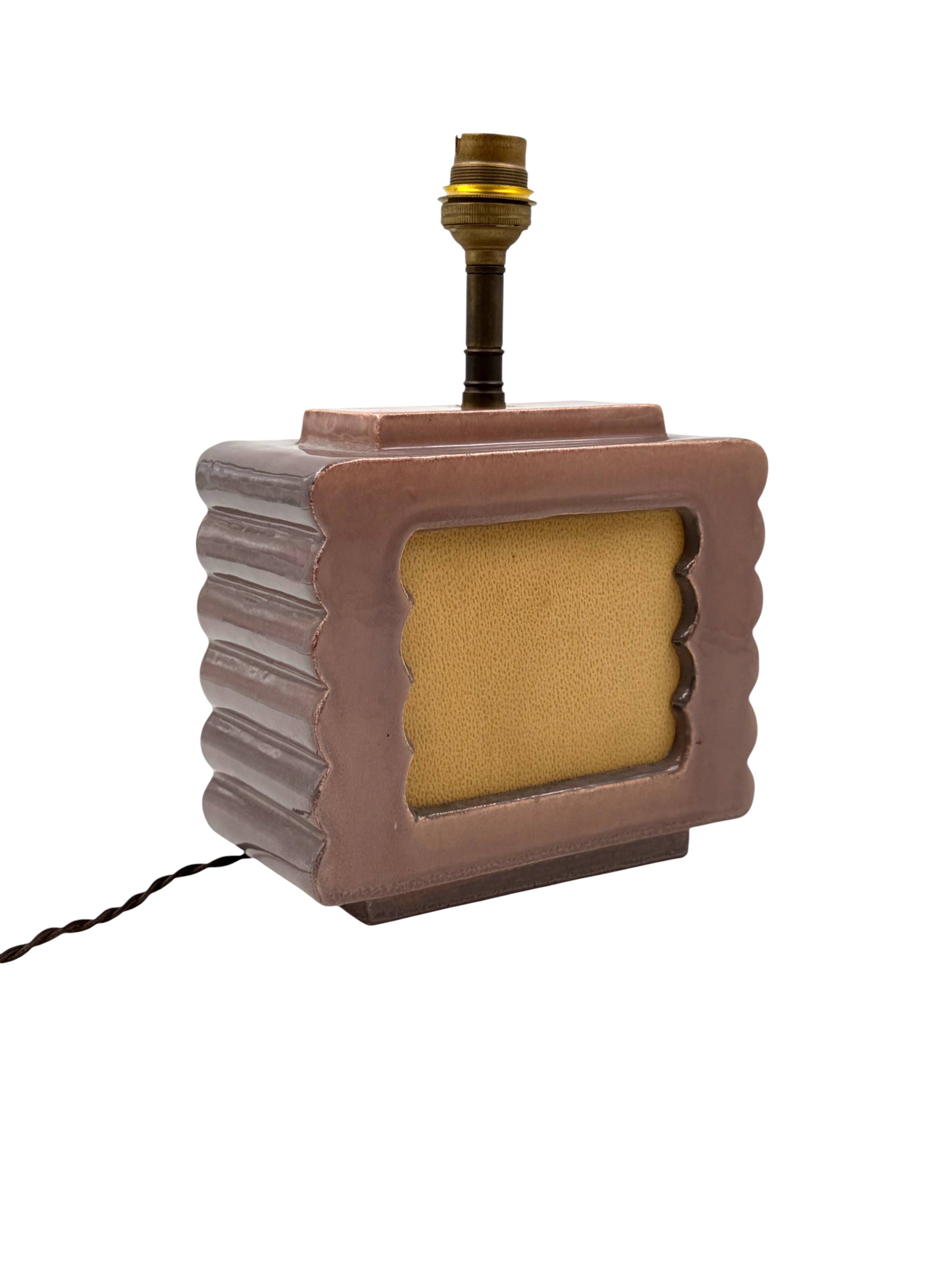 Art deco ceramic table lamp, Andre Fau Boulogne France circa 1940s