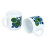 2 Lotus Arcopal France mugs - blue pop flower patterns - vintage 70s