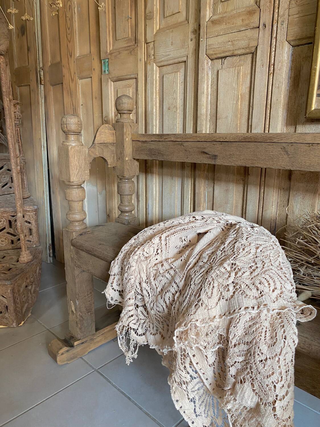 Old oak church pew