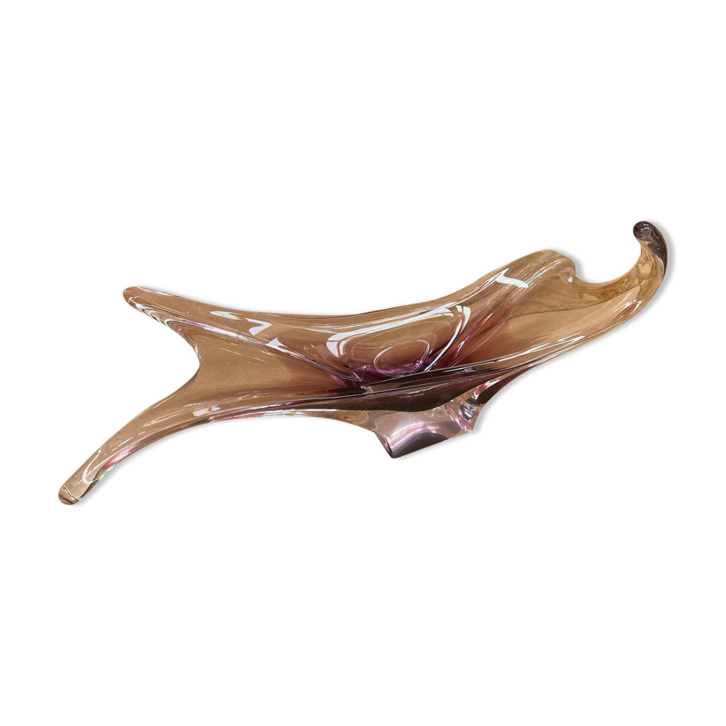 Old Empty Pocket Crystal Cup Purple & Transparent Vintage #B086