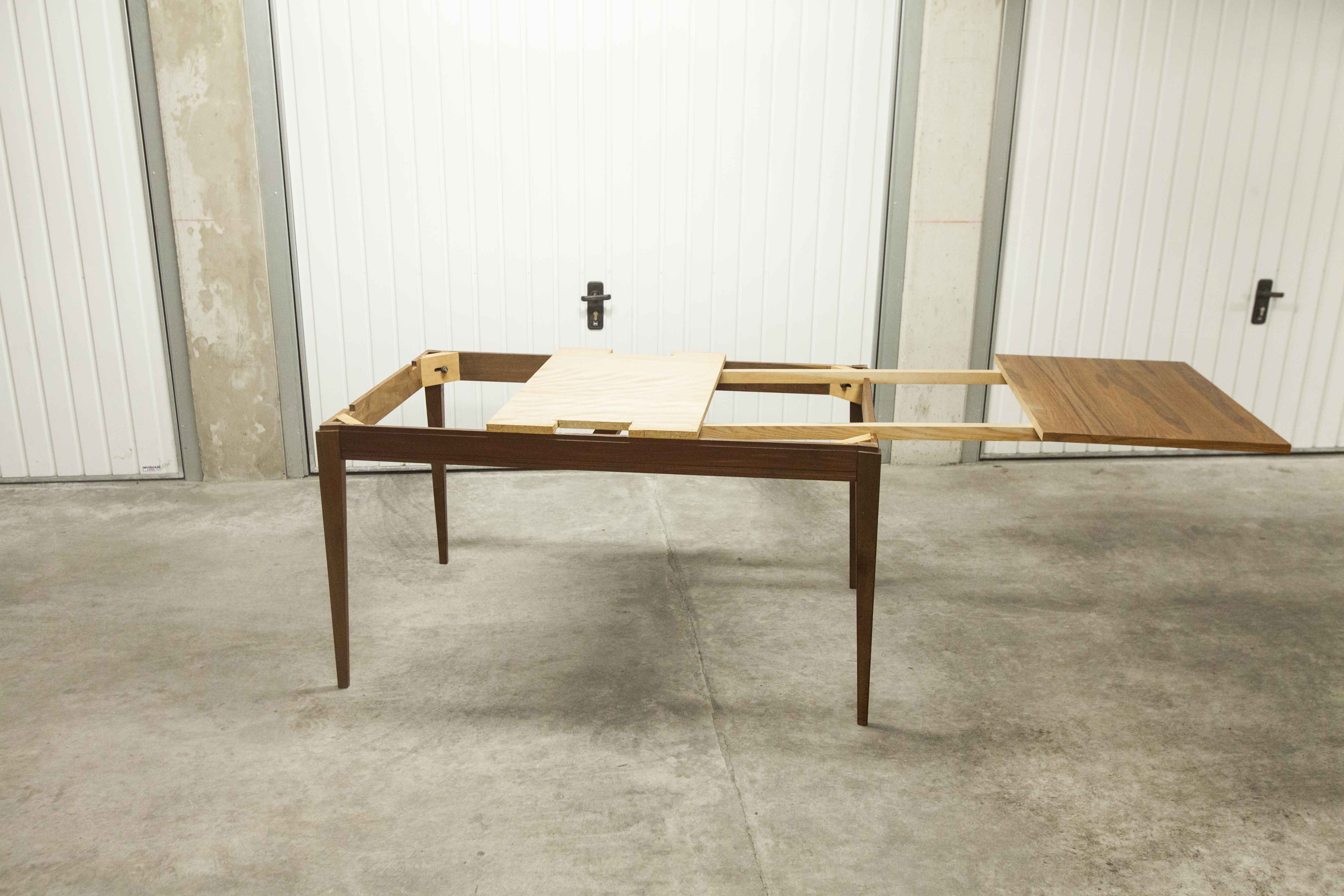 60's rectangular Scandinavian table with extension cords