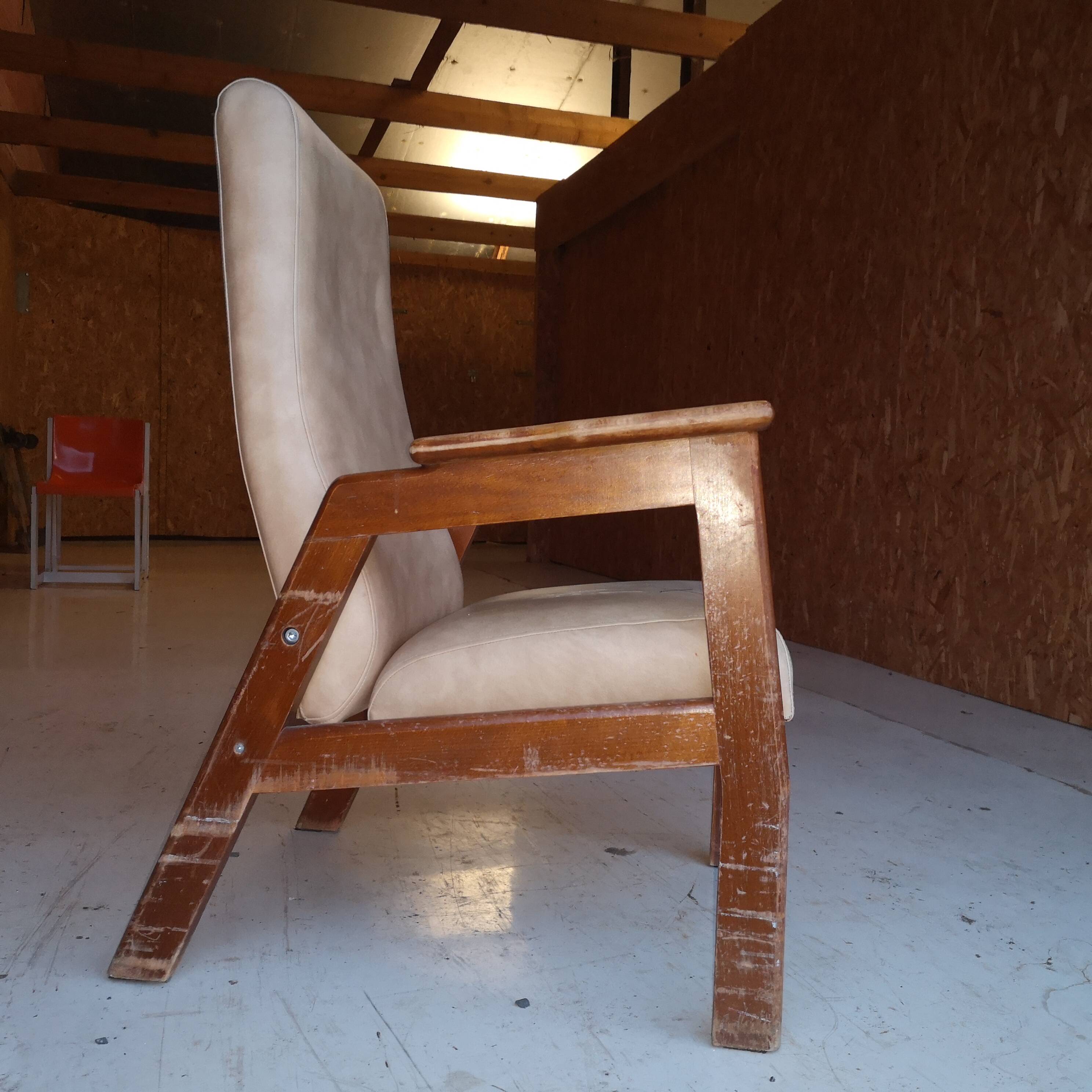 Modernist armchair in the design of René Gabriel in oak.