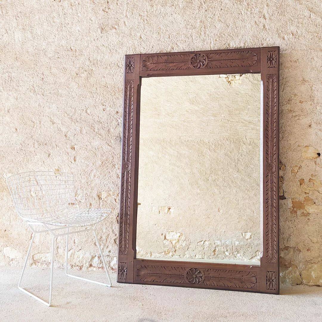 Carved wooden mirror