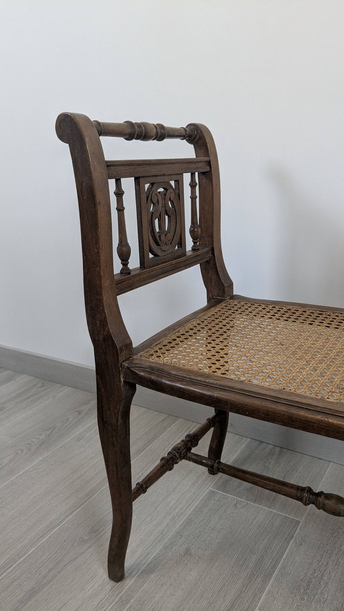 Napoleon III caned piano bench — bourgeois house spirit
