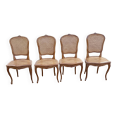 Série de 4 chaises cannées