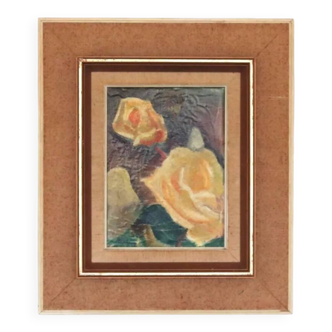 Original Mid Century Swedish Oil on Canvas – “Roses” by Hans Ripa