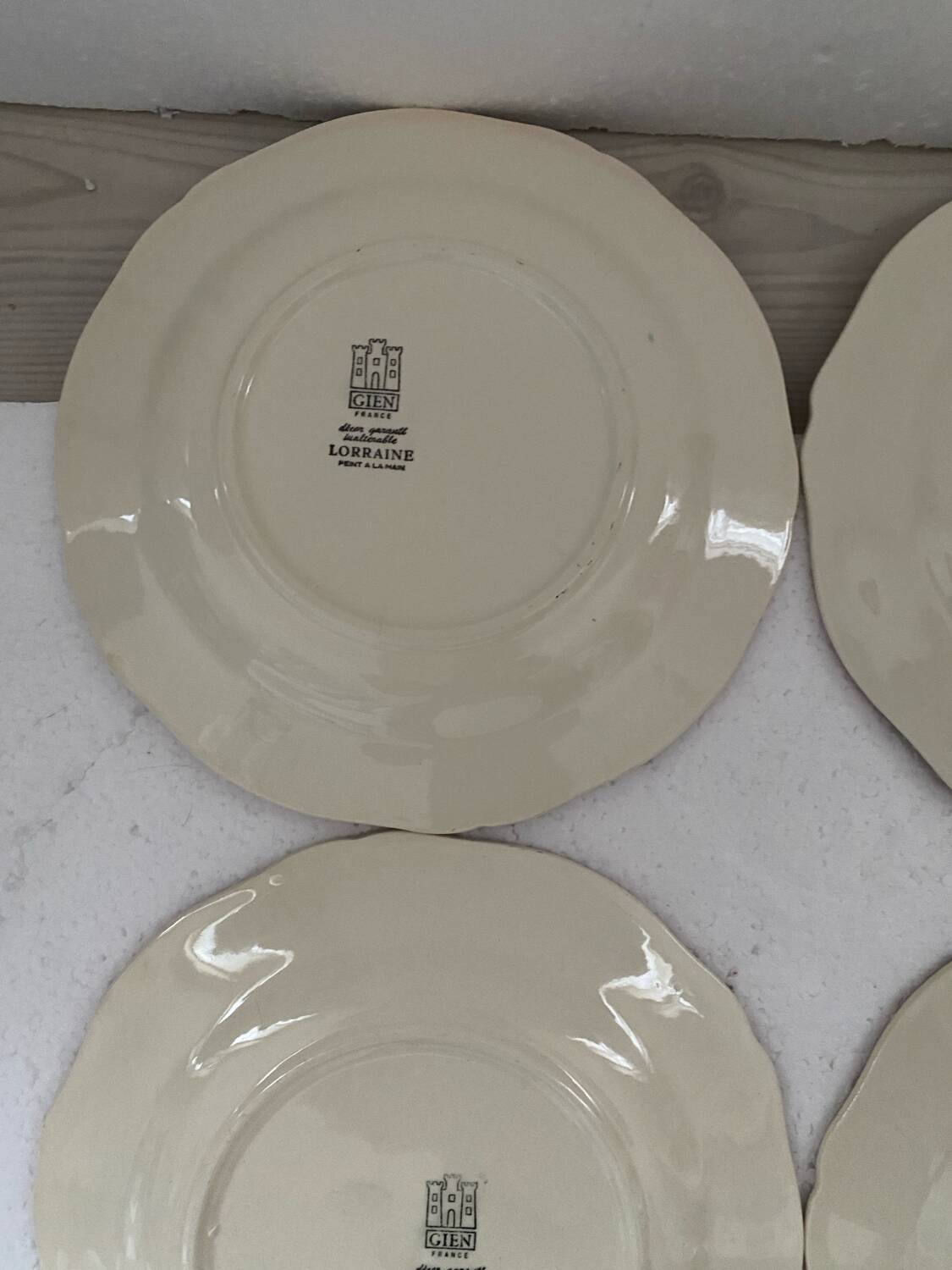 Service 6 assiettes plates gien lorraine fleurs peintes à la main