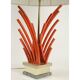Lampe en métal laqué orange, base marbre, 1970.