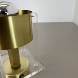 Postmodern Brass Acryl Glass Cubic Table Light, Italy 1970