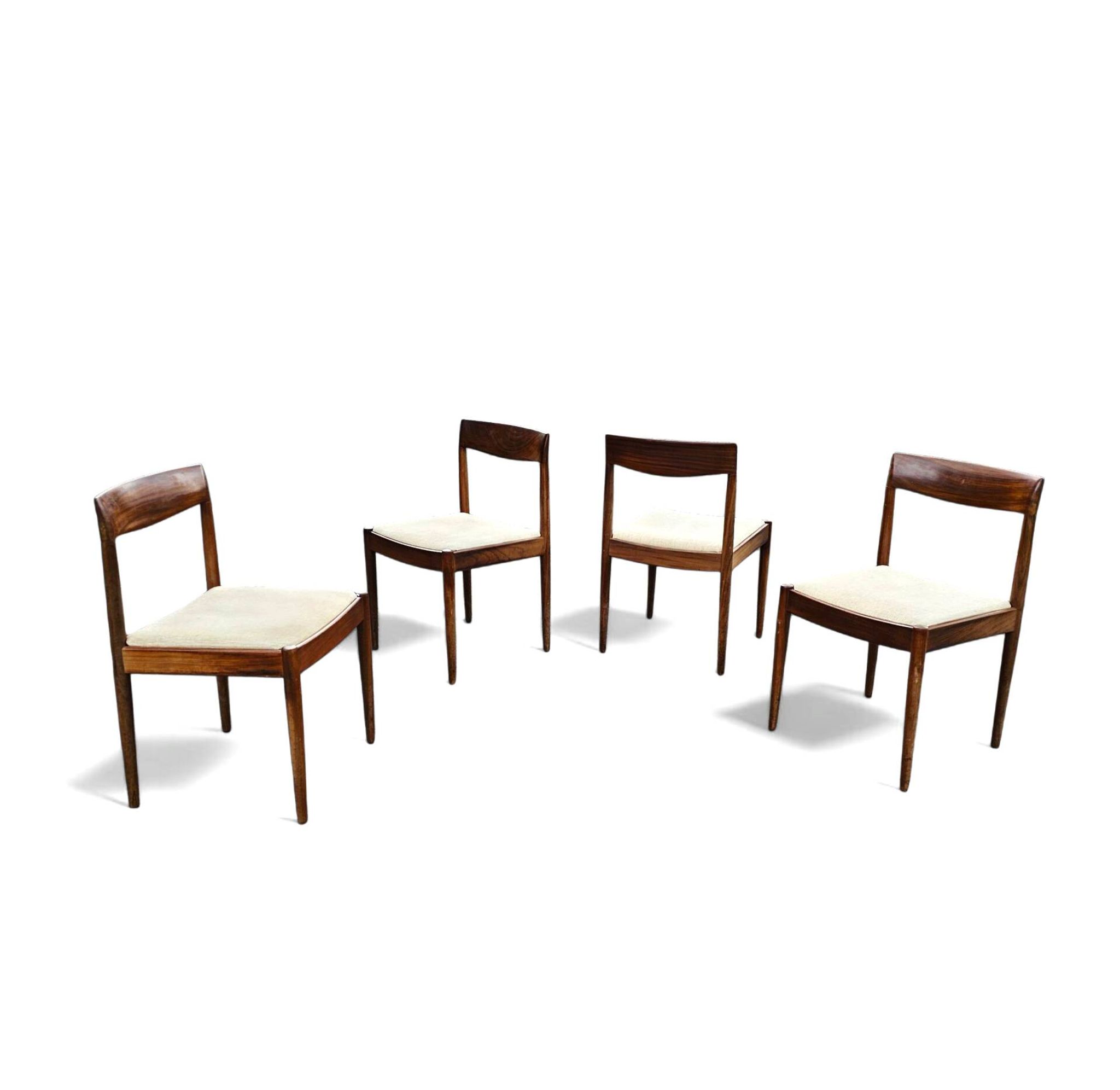4 Scandinavian teak dining chairs / 1970s