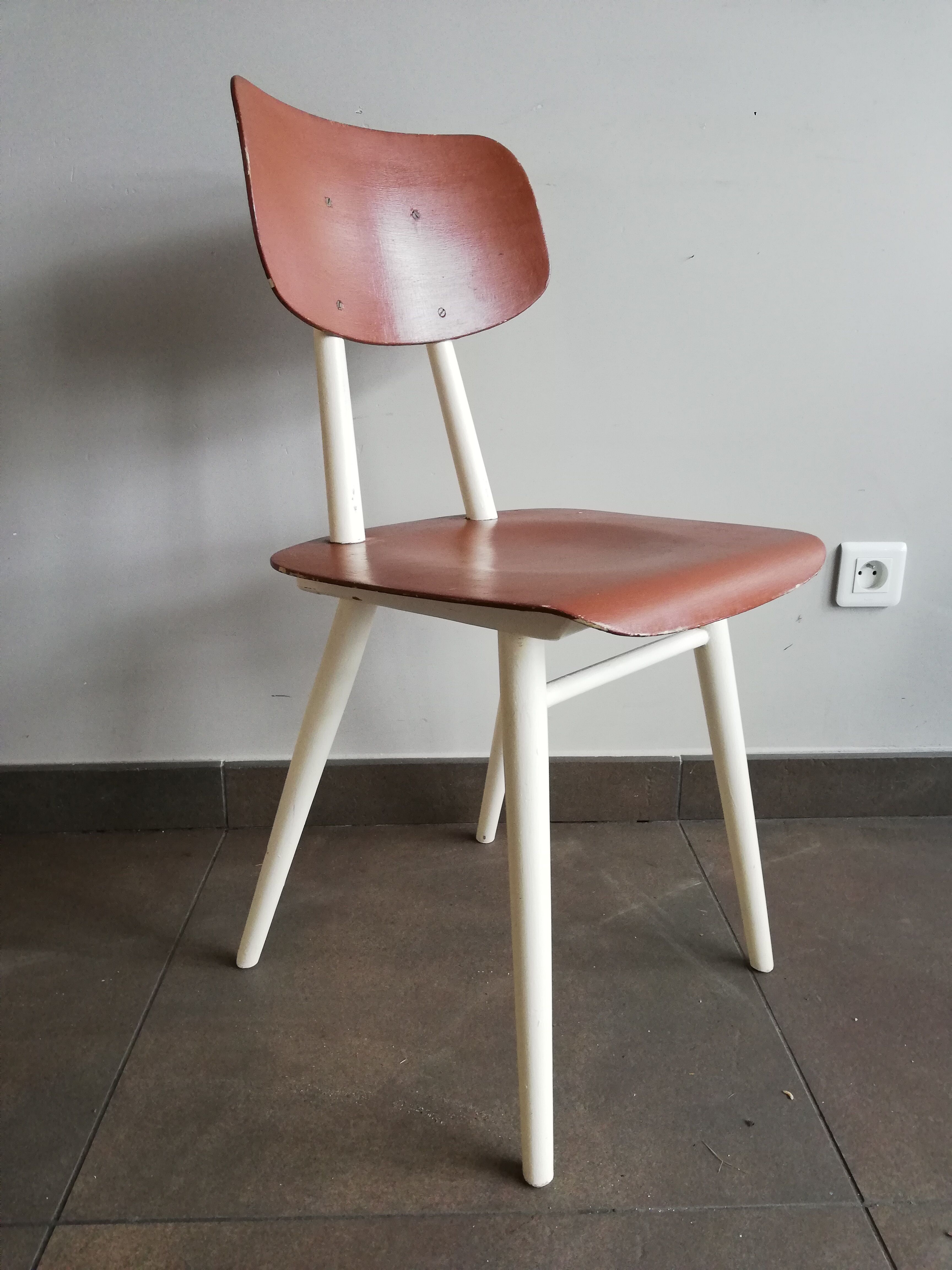 2 vintage Czech wooden chairs, Ton ex Thonet, 1960