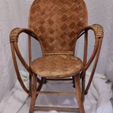 Armchair made from woven chestnut slats, called Le Corbusier