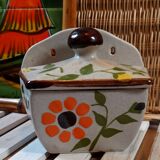 Ceramic wall pot flowers 1970