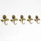 Set of five beautiful, solid mid-century brass rose wall coat hooks
