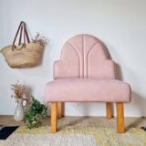 Vintage fan-back armchair – Art Deco style – Powder pink