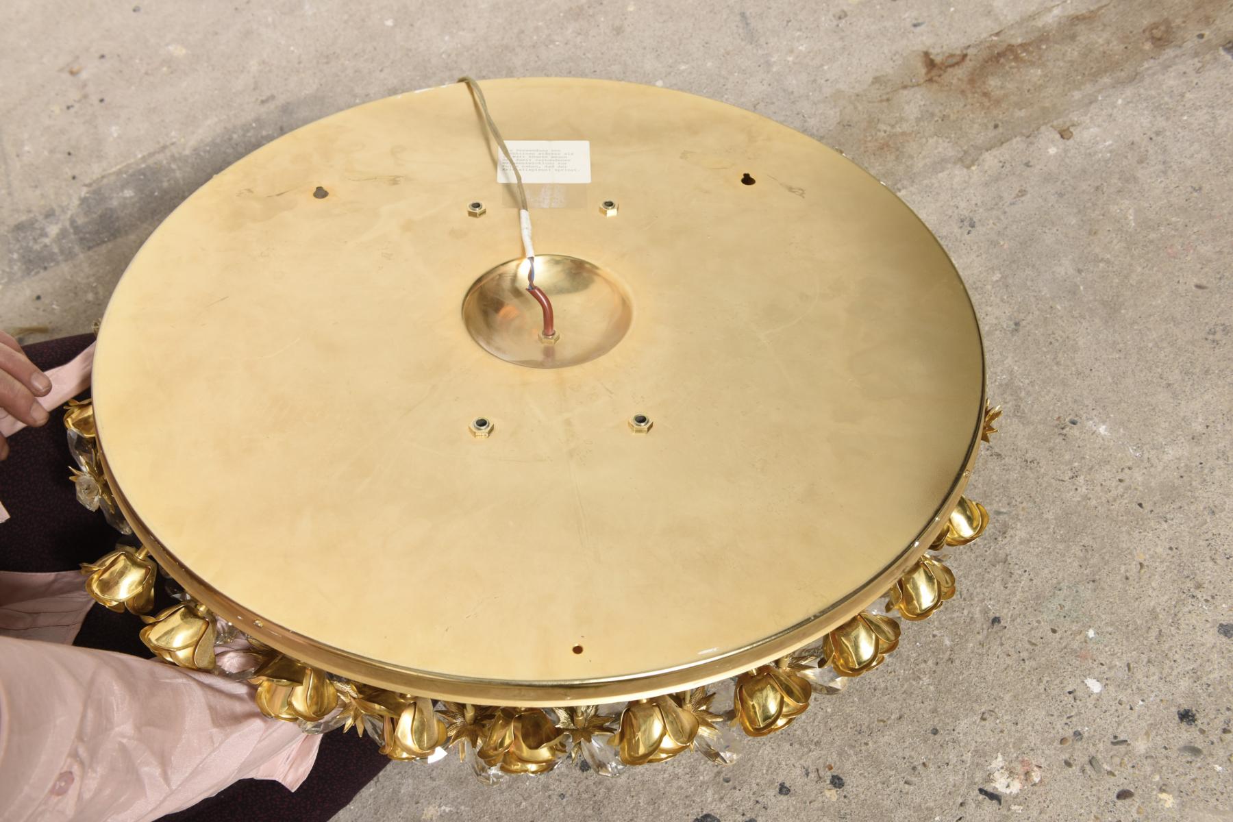 Lighted Floral mirror of Palwa 1975 diameter 50cm