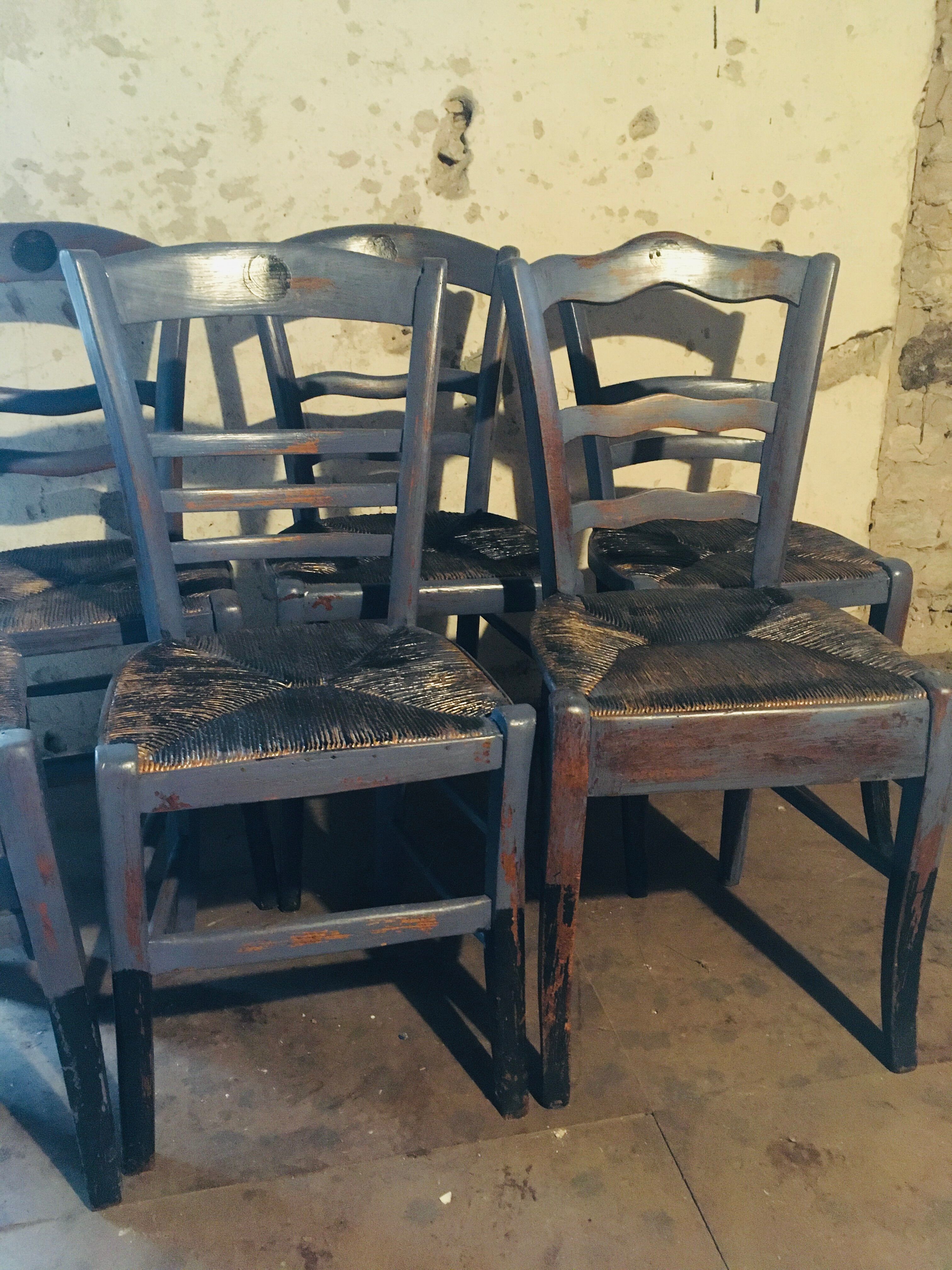 Set of 7 mustache bistro chairs