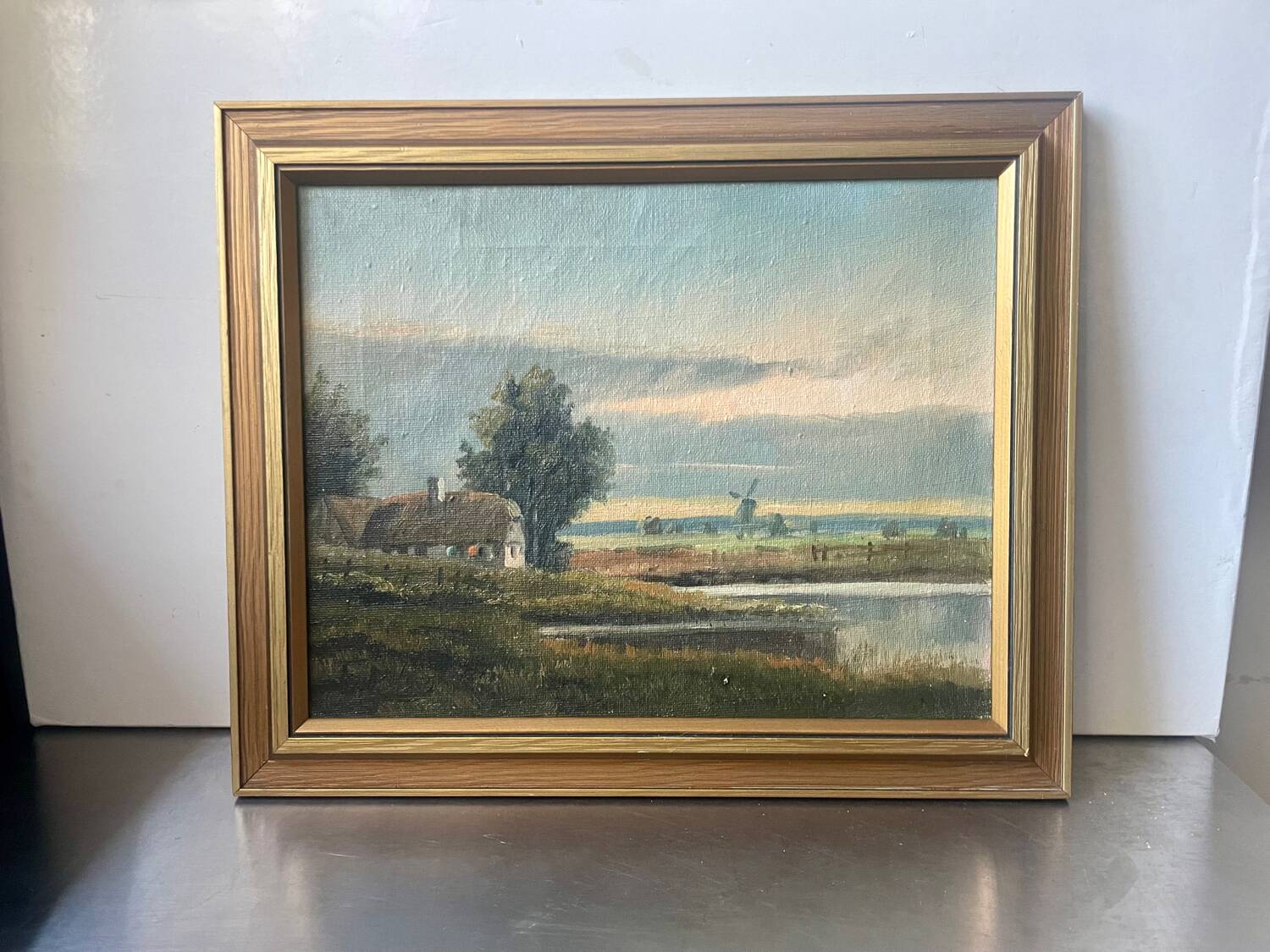 Vintage Landscape oil on canvas With Wooden frame