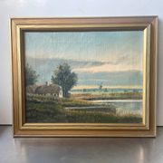 Vintage Landscape oil on canvas With Wooden frame