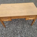 Flat oak desk with drawers, 130×70cms