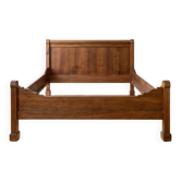 Lit double ancien en bois massif