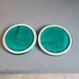 Pair of green porcelain bottle coasters