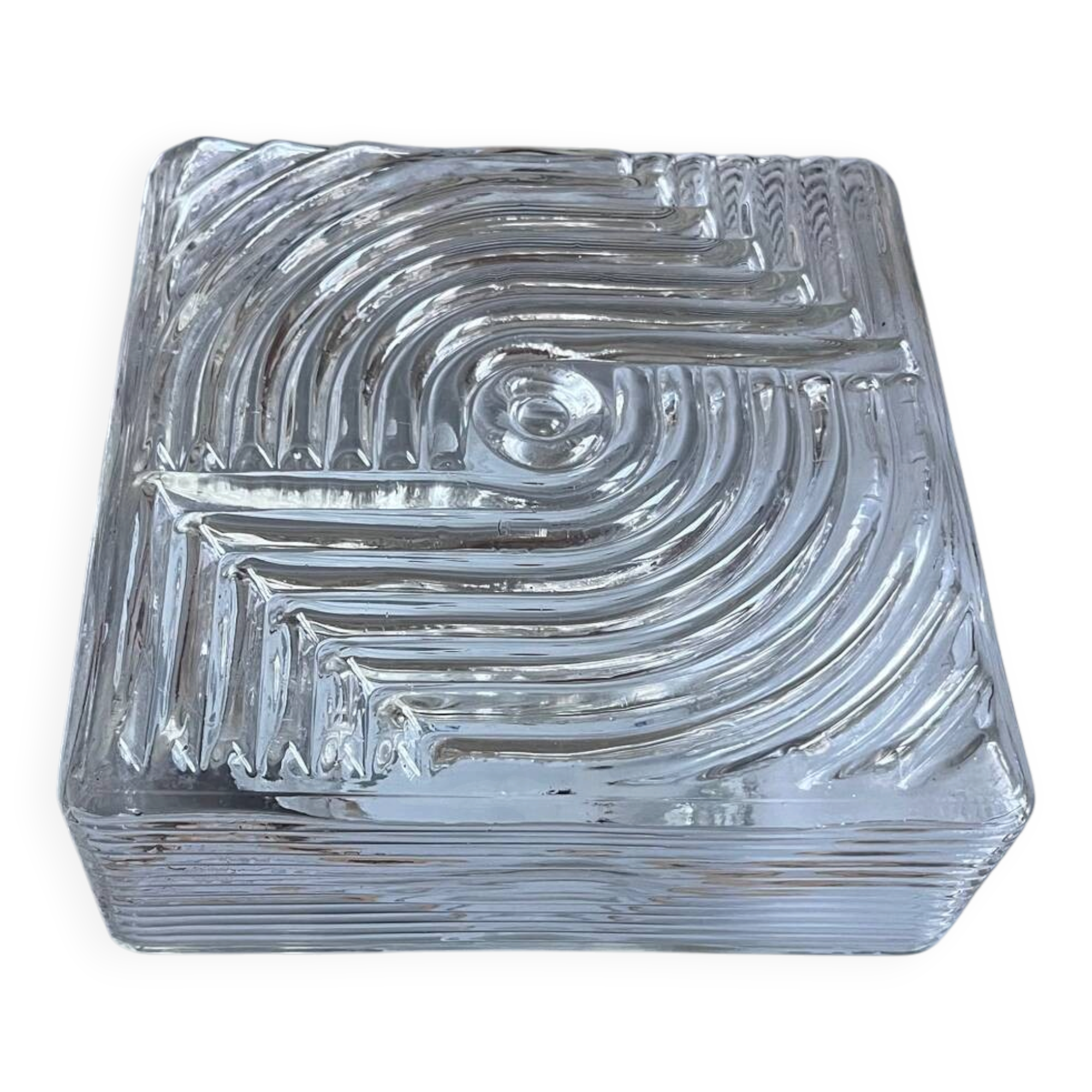 Plafonnier applique verre moulé années 80