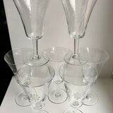 Set of 7 glasses of wine / crystal water 60s
