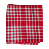 Nappe ancienne à petits carreaux rouges et blancs. En  coton  &pais.