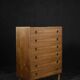 Mid-century modern Danish high chest of drawers in teak with brass handles, 1960s