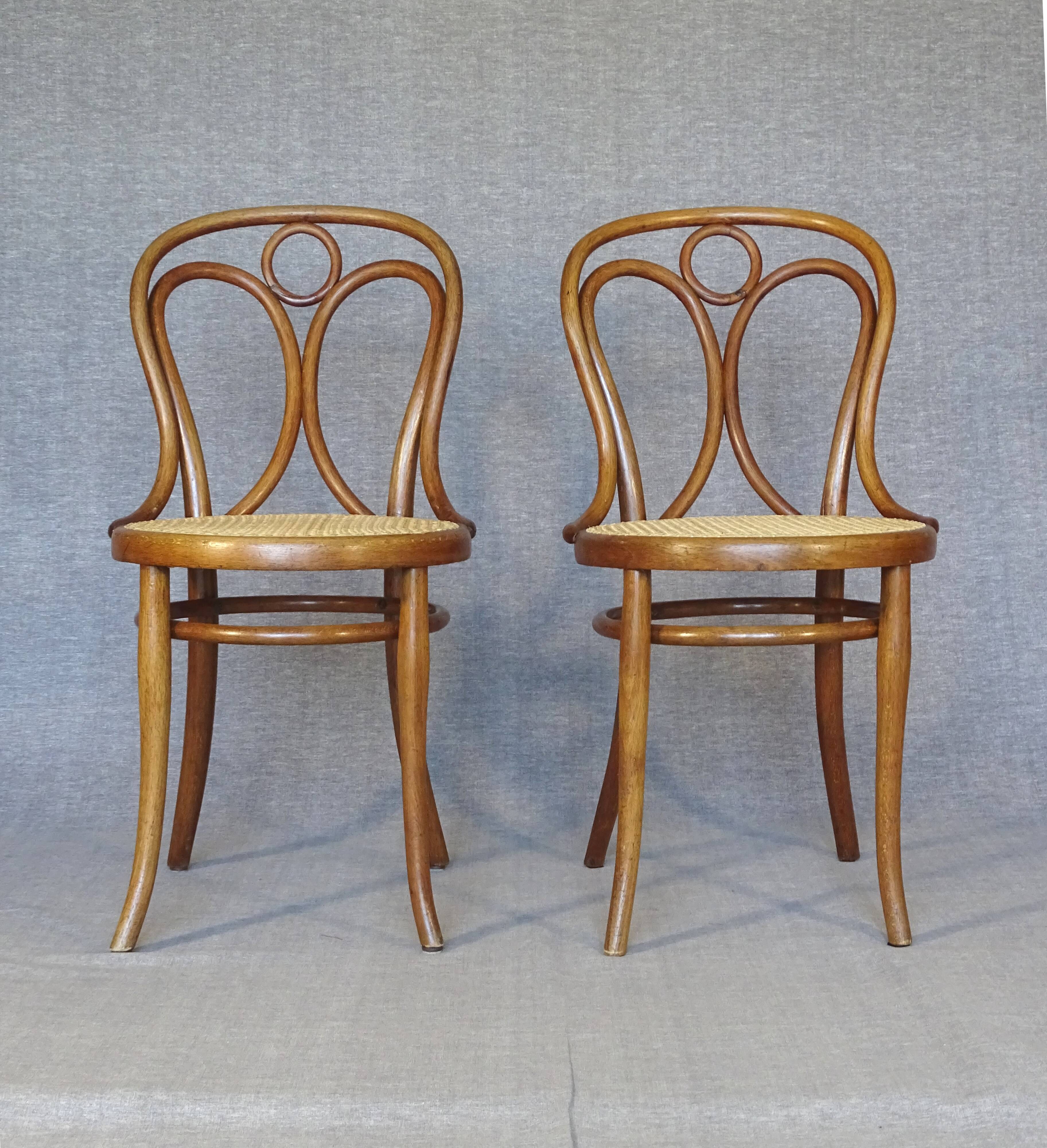 2 Thonet No. 19 chairs with new "oak-style" caning.