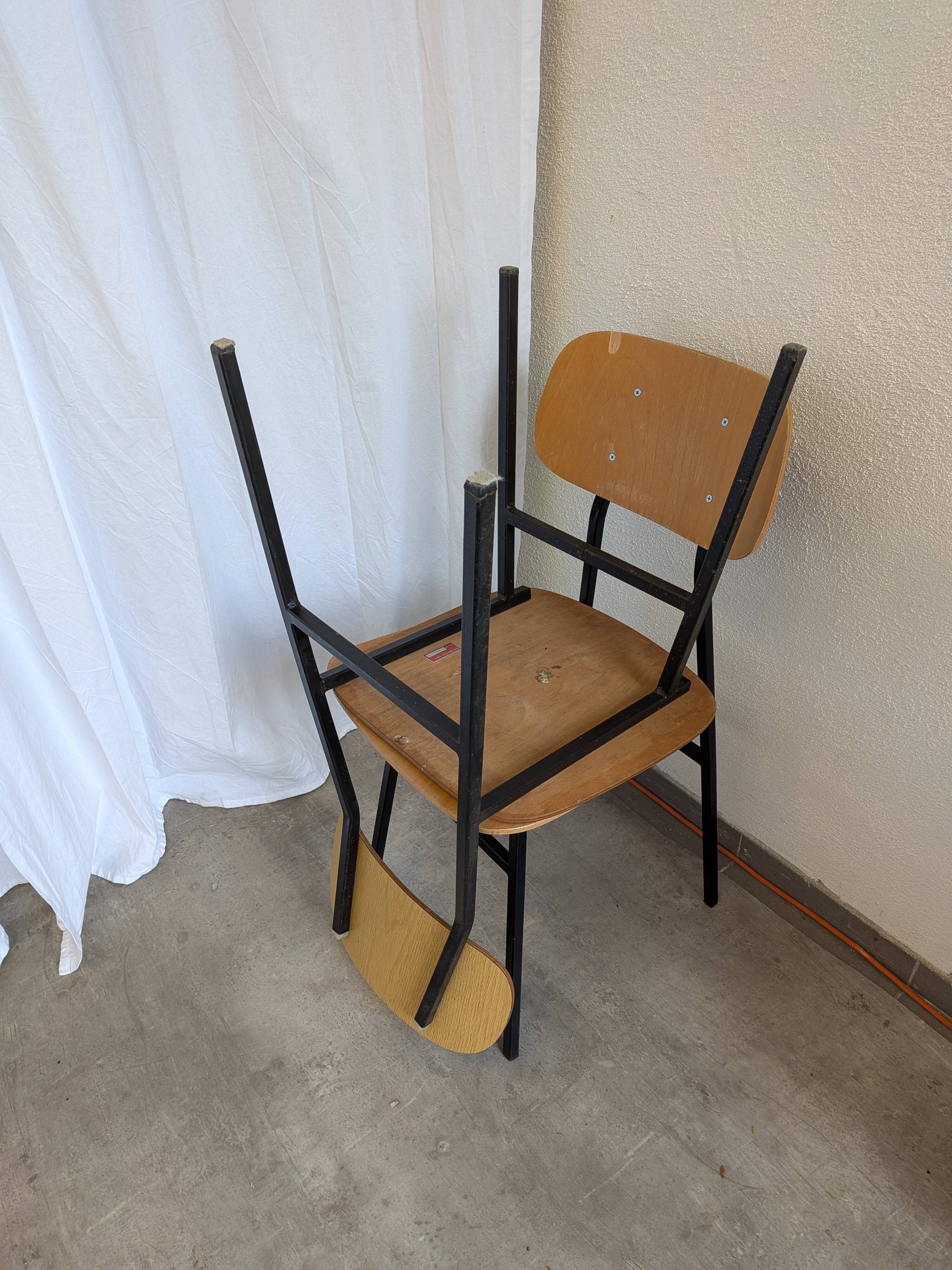 Set of 7 Vintage Industrial School Chairs / STOL Kamnik 1970s Yugoslavia