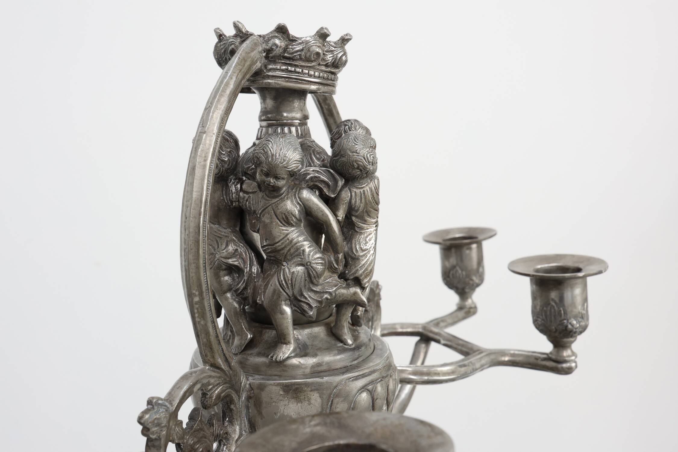 Art Nouveau tin candle holder by Achille Gamba, Italy ca. 1900
