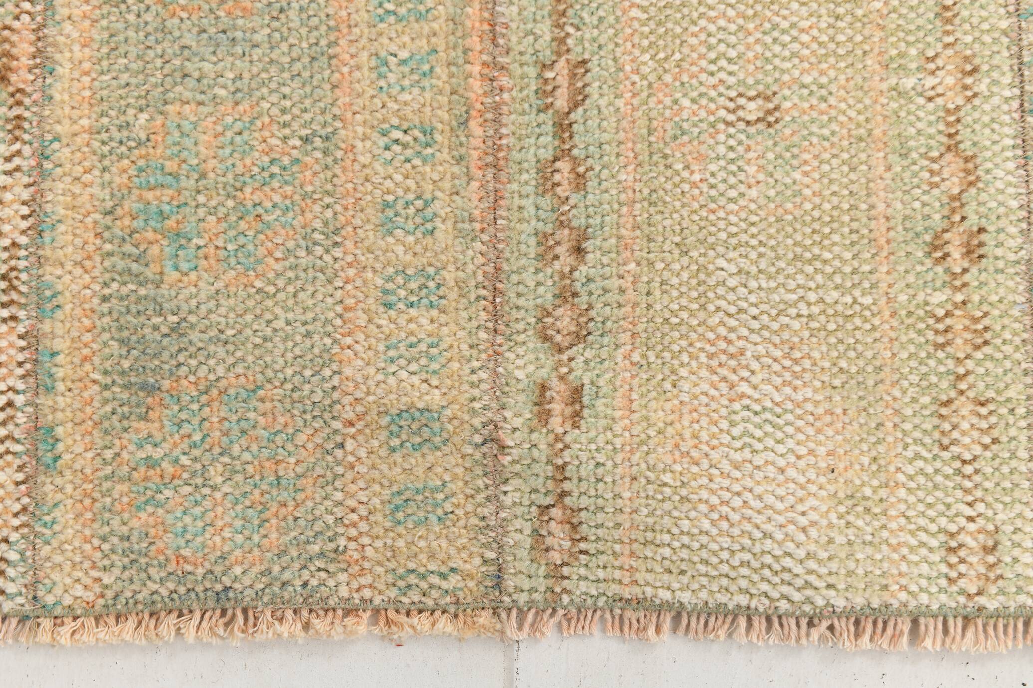 2x10 Vintage Brown & Cream Turkish Runner Rug, 80x306Cm