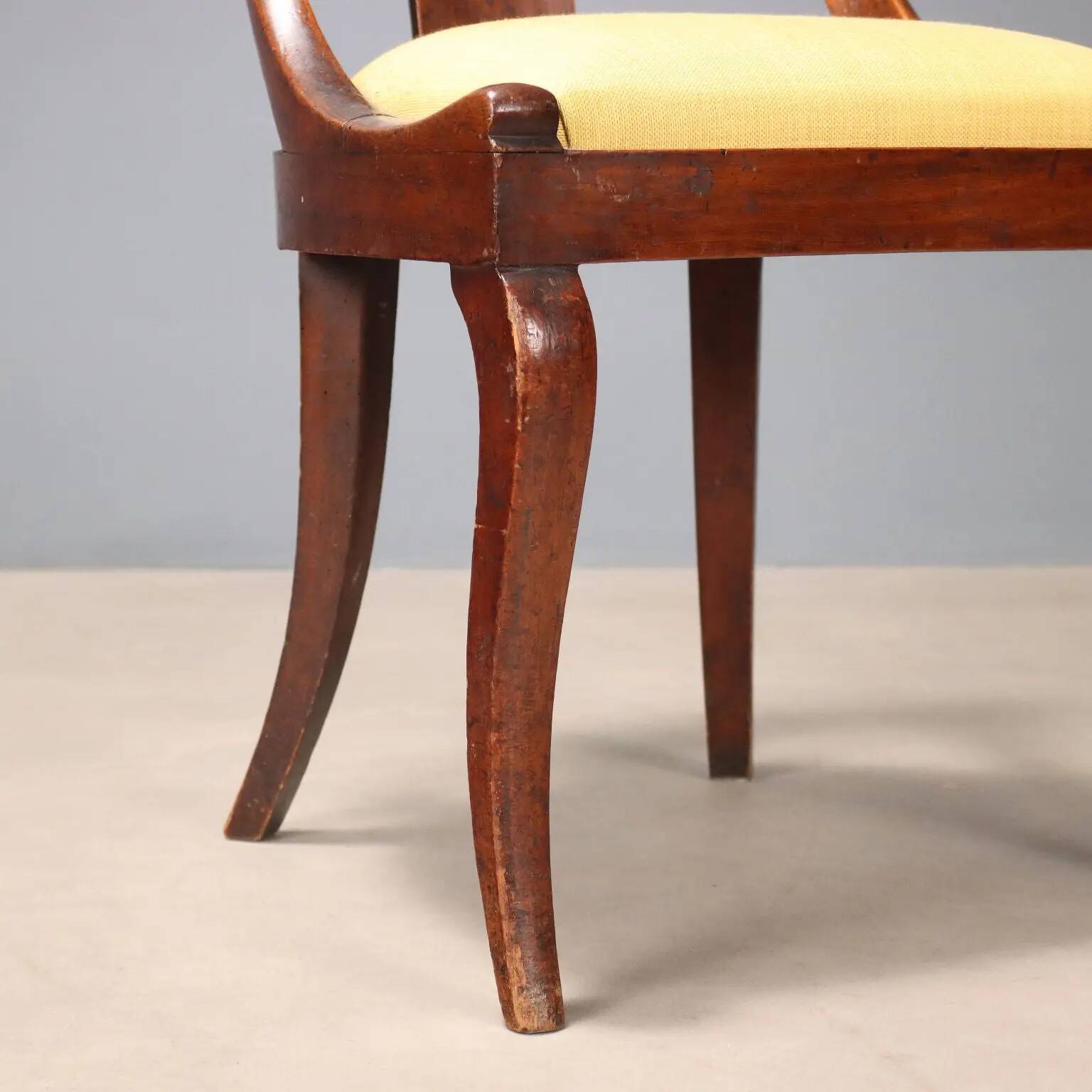 Antique Louis-Philippe walnut chairs, Italy, 19th century
