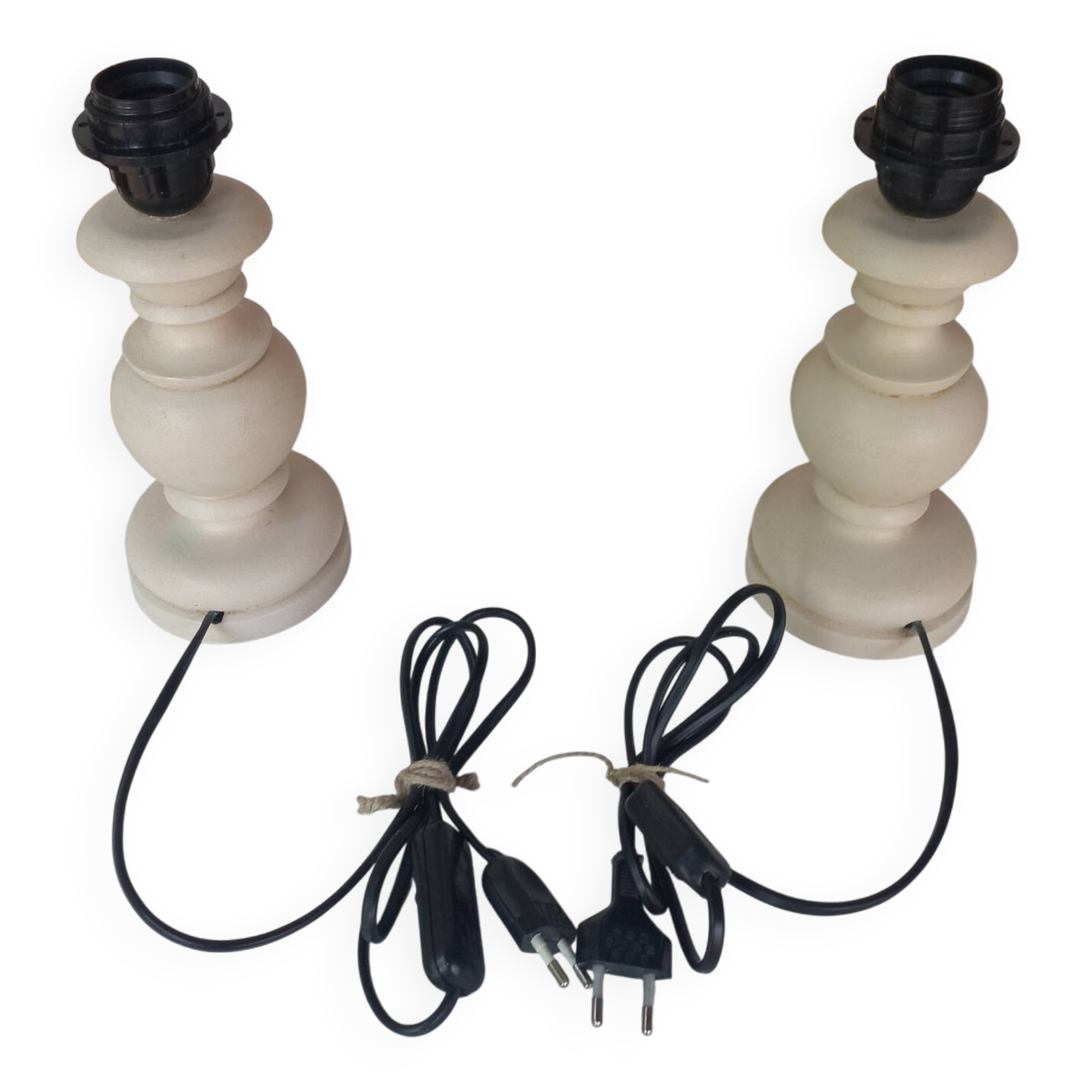 Pair of off-white patinated lamp bases