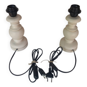 Pair of off-white patinated lamp bases