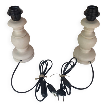 Pair of off-white patinated lamp bases