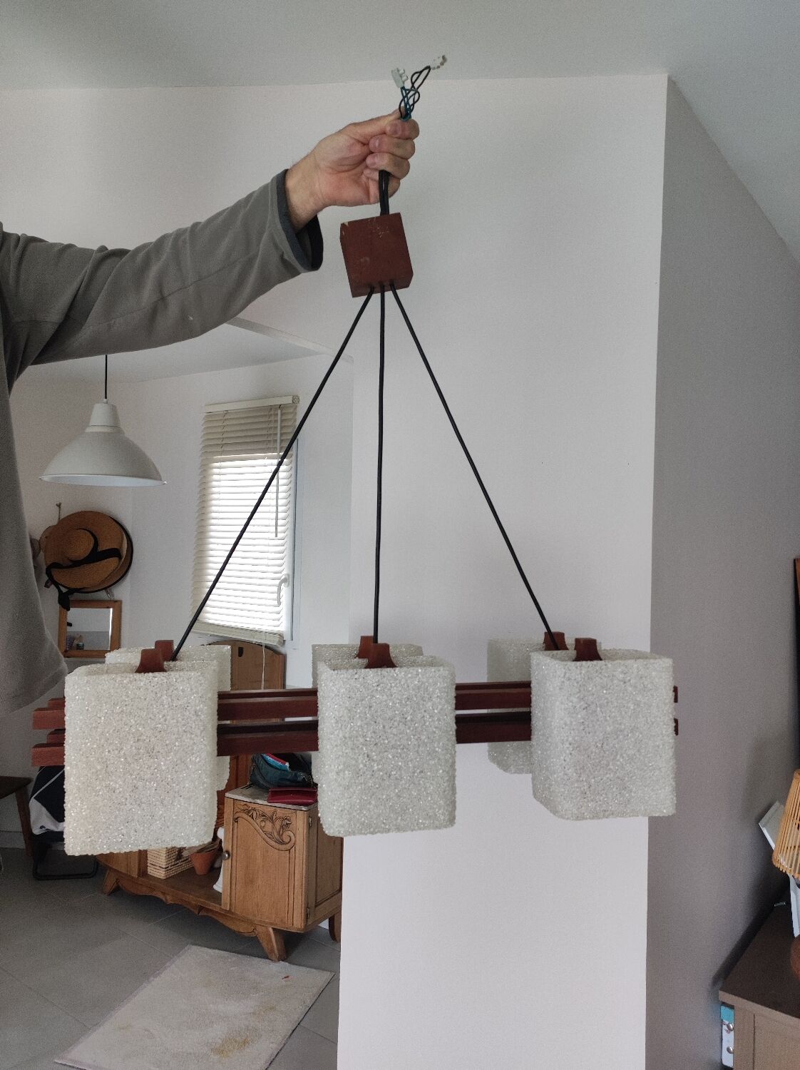 Vintage Scandinavian chandelier from the 50s and 60s.