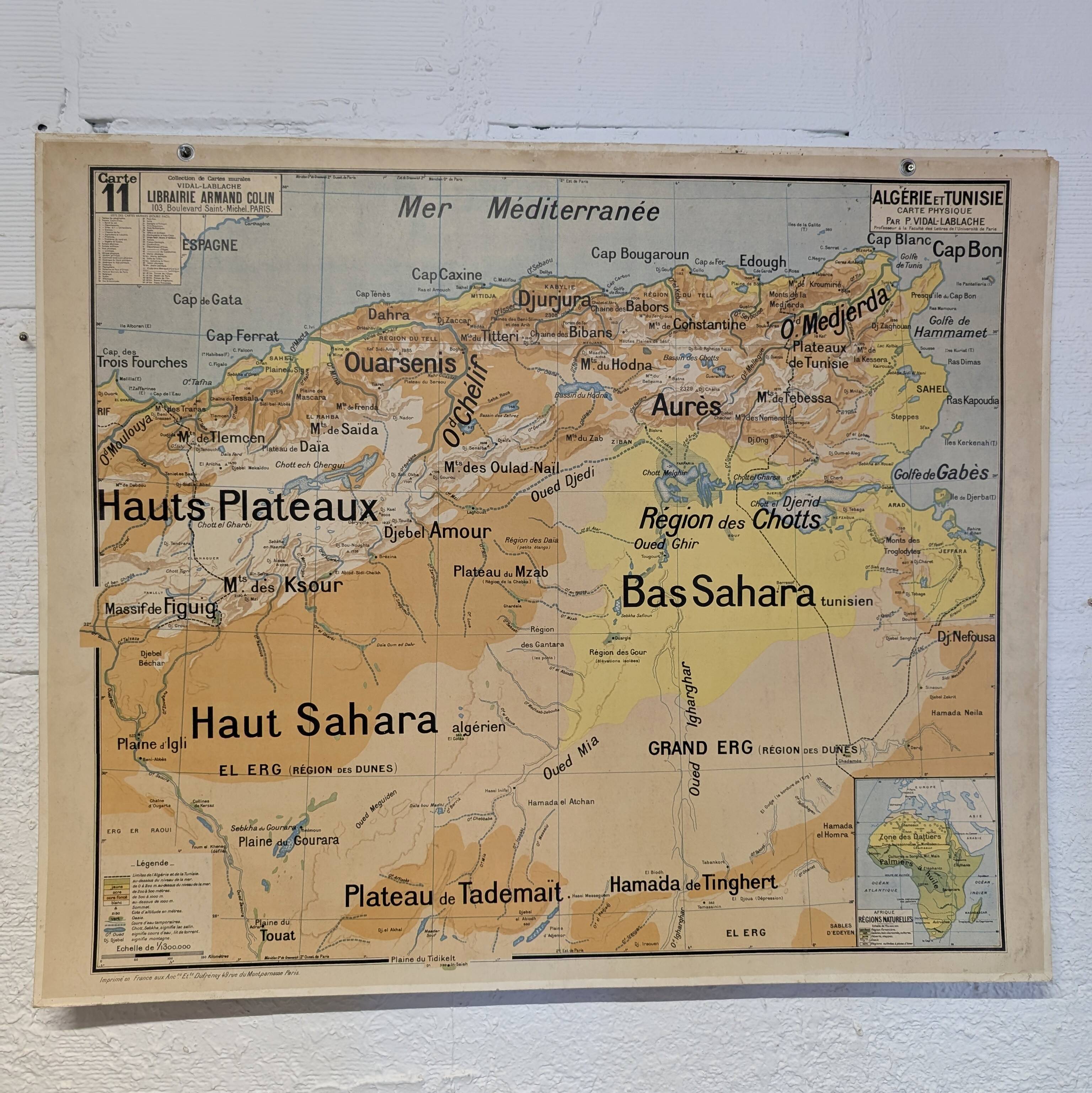 Vidal Lablache school map - Algeria and Tunisia