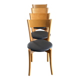 Set of 4 vintage pine dining chairs