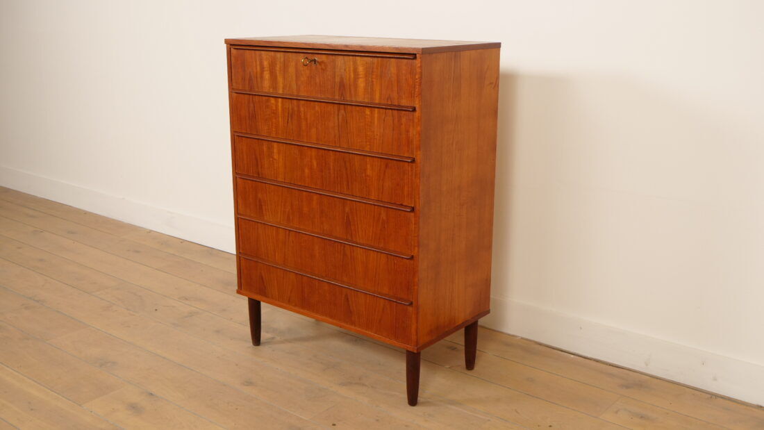 Commode danoise vintage | Teck | 6 tiroirs | 106 cm